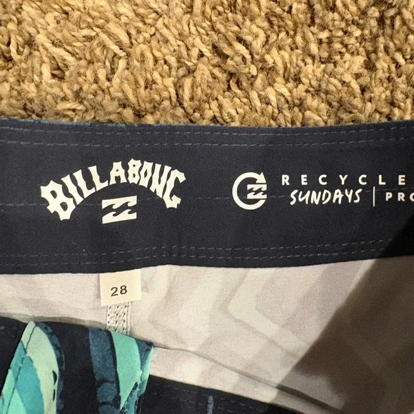 Billabong Blue and White Geometric Swim Shorts - Picture 3 of 4